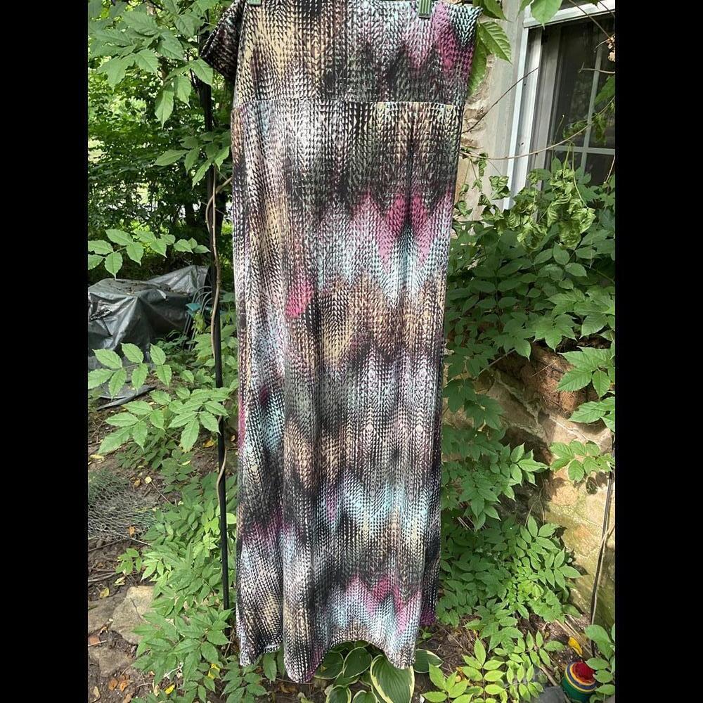 Hot Kiss Multi Color Pull on  High Waisted Maxi Skirt Size  1X/2X